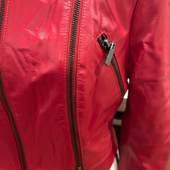 bebe  Y2K Vibrant Red Leather Jacket - Picture 4 of 9